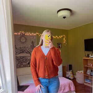 Brave Soul London Rust Orange Cardigan Size M